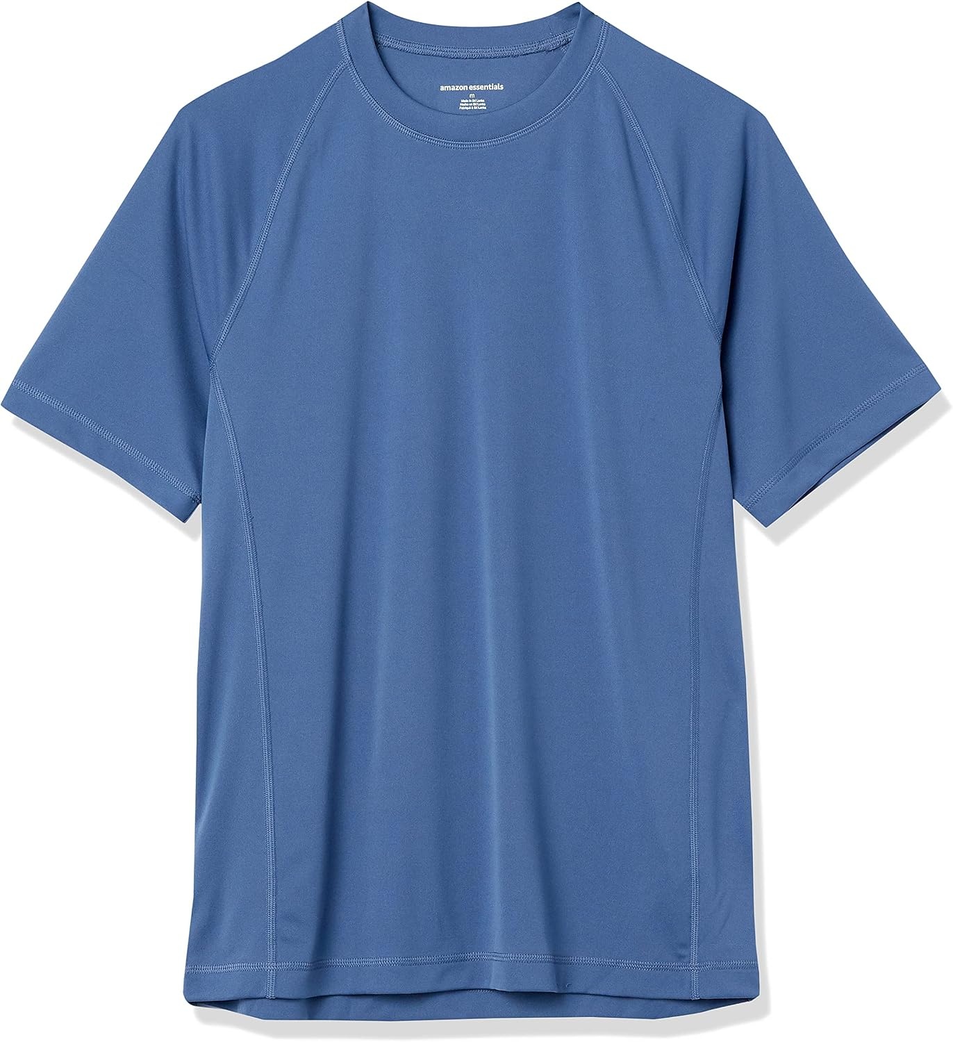 image:imageAmazon Essentials Mens SlimFit ShortSleeve QuickDry UPF 50 Swim Tee Breathable Stretchable Fabric Raglan SeamsBlue