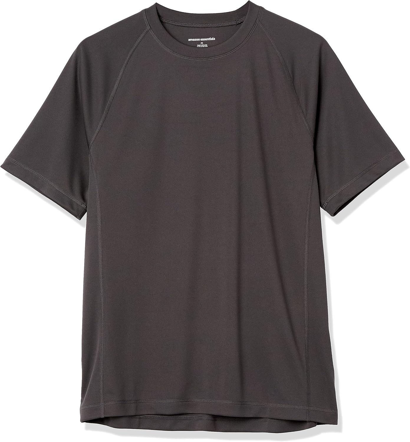 image:imageAmazon Essentials Mens SlimFit ShortSleeve QuickDry UPF 50 Swim Tee Breathable Stretchable Fabric Raglan SeamsDark Grey