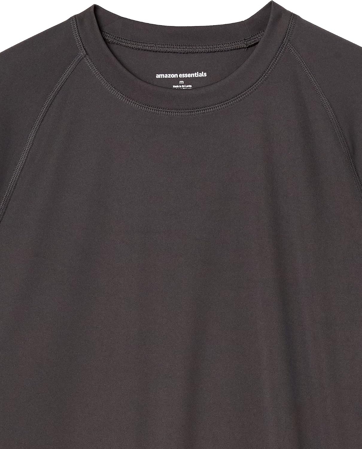 image:imageAmazon Essentials Mens SlimFit ShortSleeve QuickDry UPF 50 Swim Tee Breathable Stretchable Fabric Raglan SeamsDark Grey