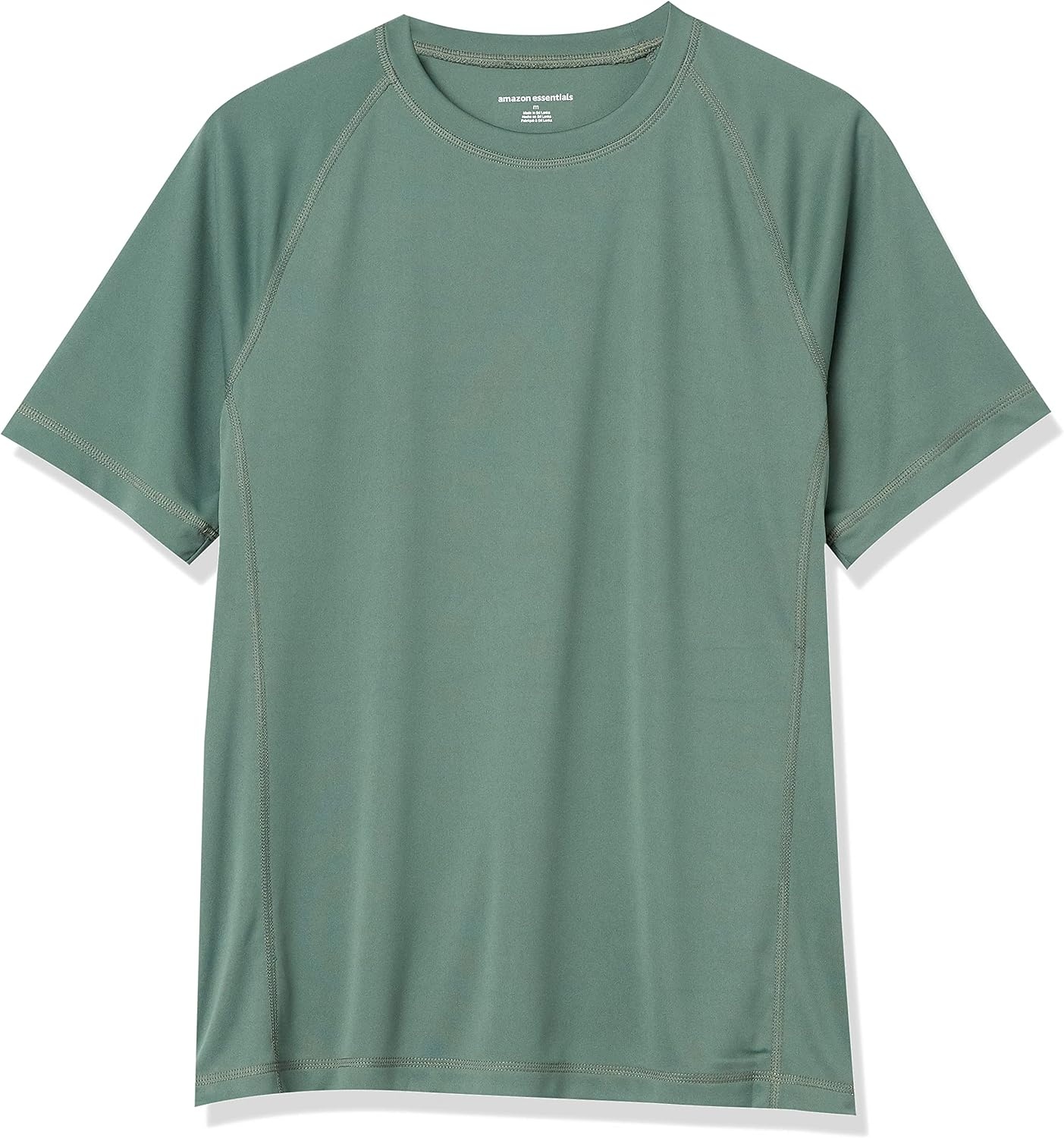 image:imageAmazon Essentials Mens SlimFit ShortSleeve QuickDry UPF 50 Swim Tee Breathable Stretchable Fabric Raglan SeamsGreen