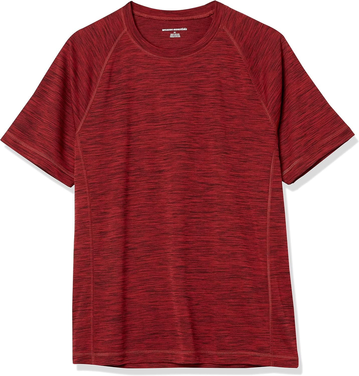 image:imageAmazon Essentials Mens SlimFit ShortSleeve QuickDry UPF 50 Swim Tee Breathable Stretchable Fabric Raglan SeamsRed Heather