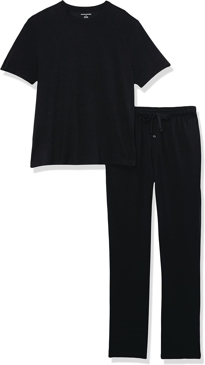 image:imageAmazon Essentials Mens Super Soft Modal Cotton Pajama Set TShirt and FullLength Bottoms LoungewearBlack