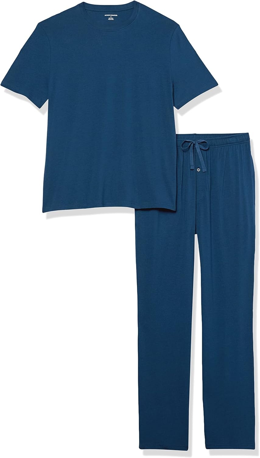 image:imageAmazon Essentials Mens Super Soft Modal Cotton Pajama Set TShirt and FullLength Bottoms LoungewearDark Blue