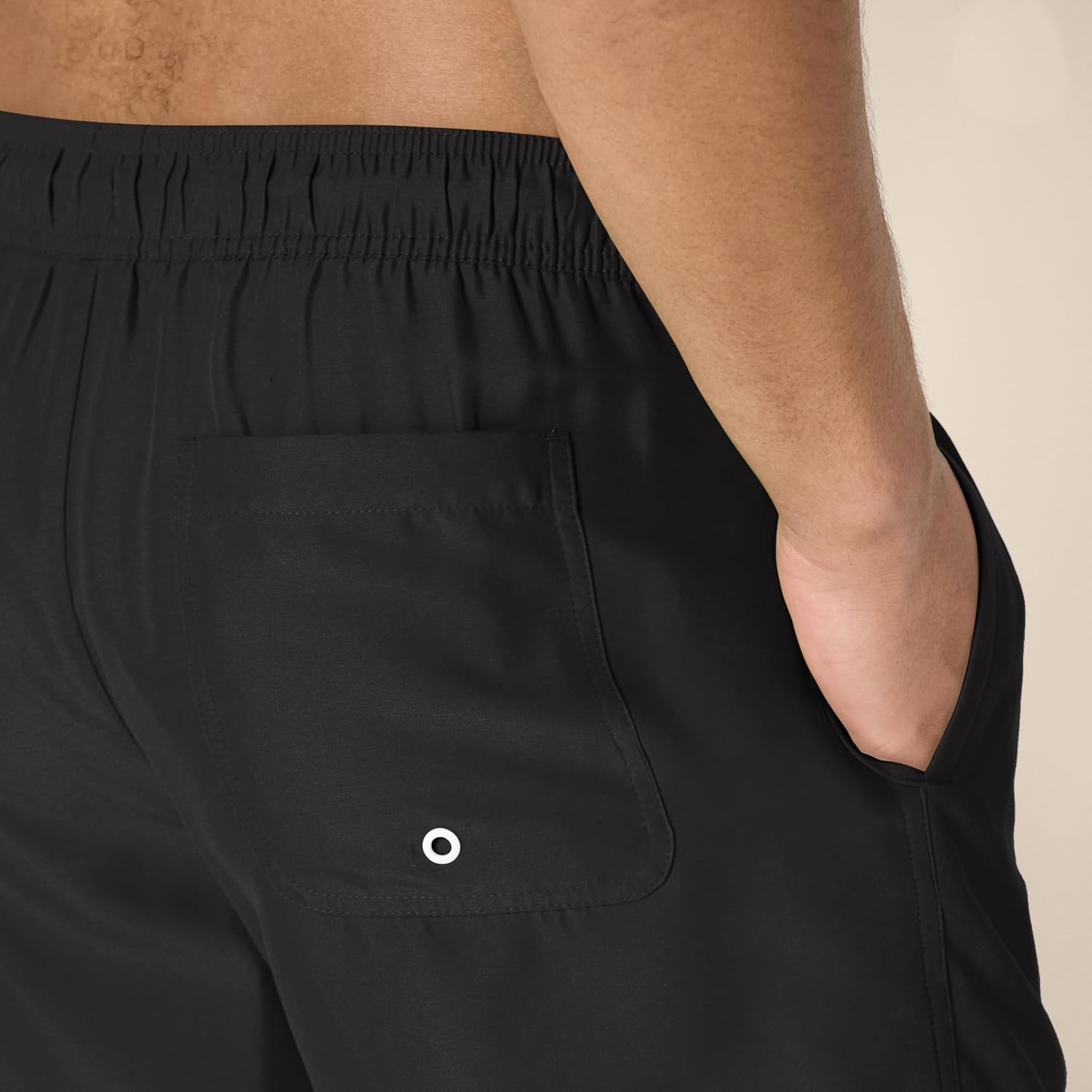 image:imageAmazon Essentials Mens Swim Trunks with Mesh Lining Pockets Drawstring ClosureBlack