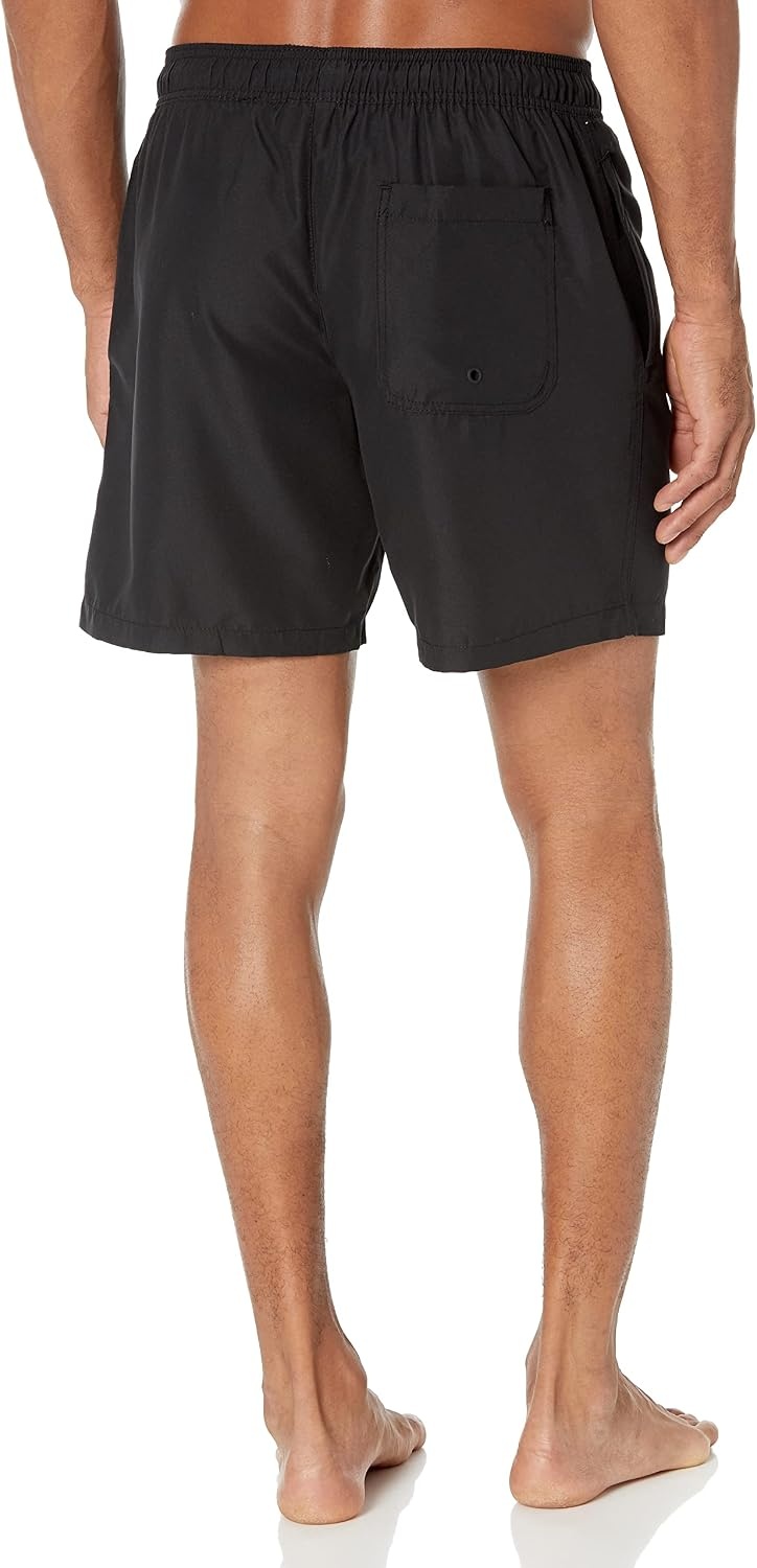 image:imageAmazon Essentials Mens Swim Trunks with Mesh Lining Pockets Drawstring ClosureBlack