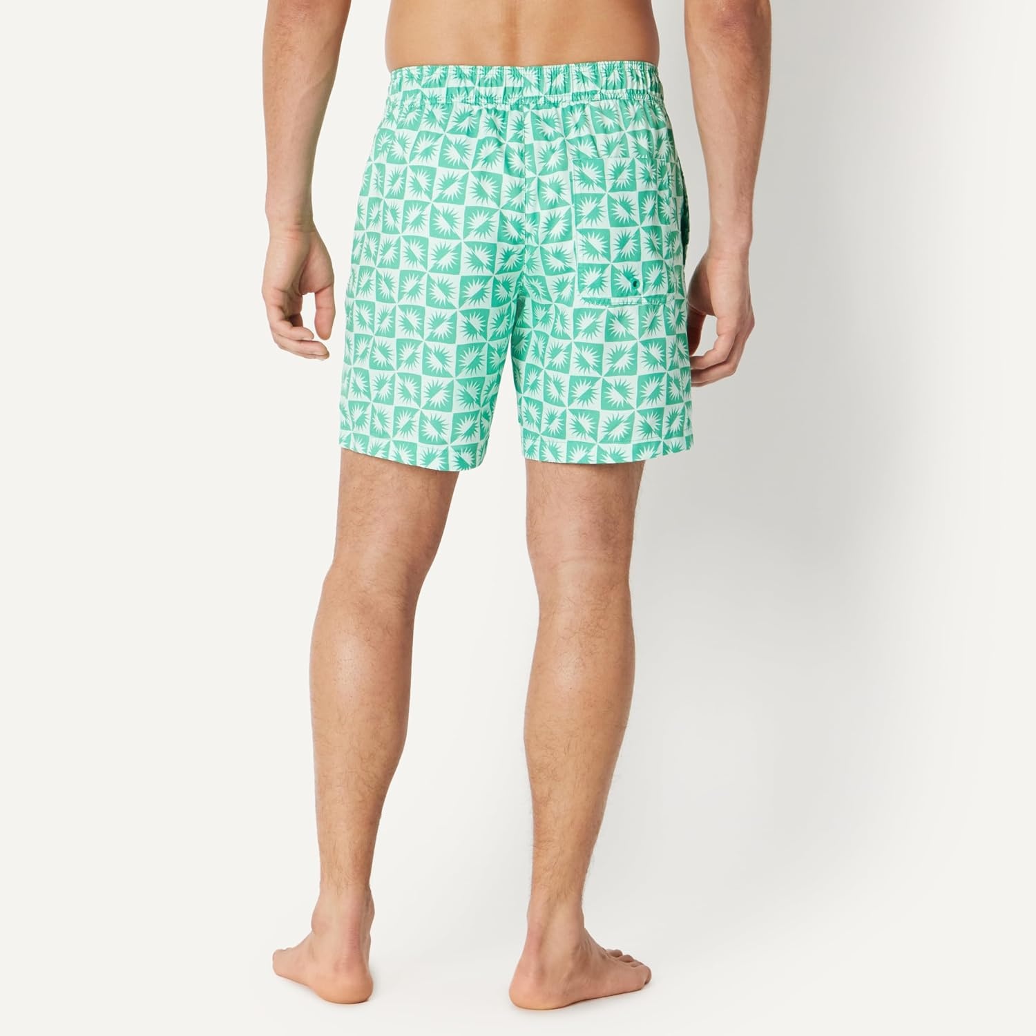 image:imageAmazon Essentials Mens Swim Trunks with Mesh Lining Pockets Drawstring ClosureLight Blue Mint Green Sun Geo