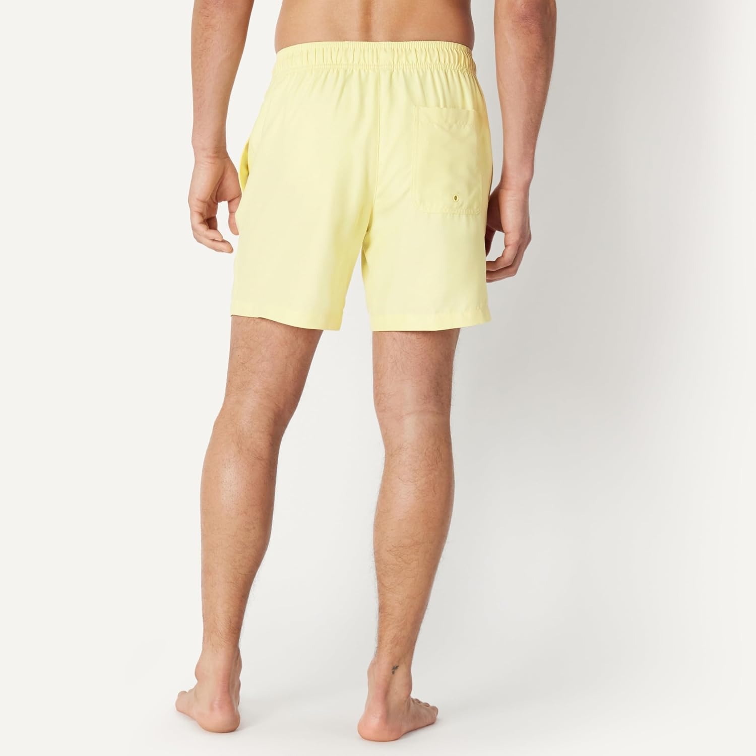 image:imageAmazon Essentials Mens Swim Trunks with Mesh Lining Pockets Drawstring ClosureLight Yellow