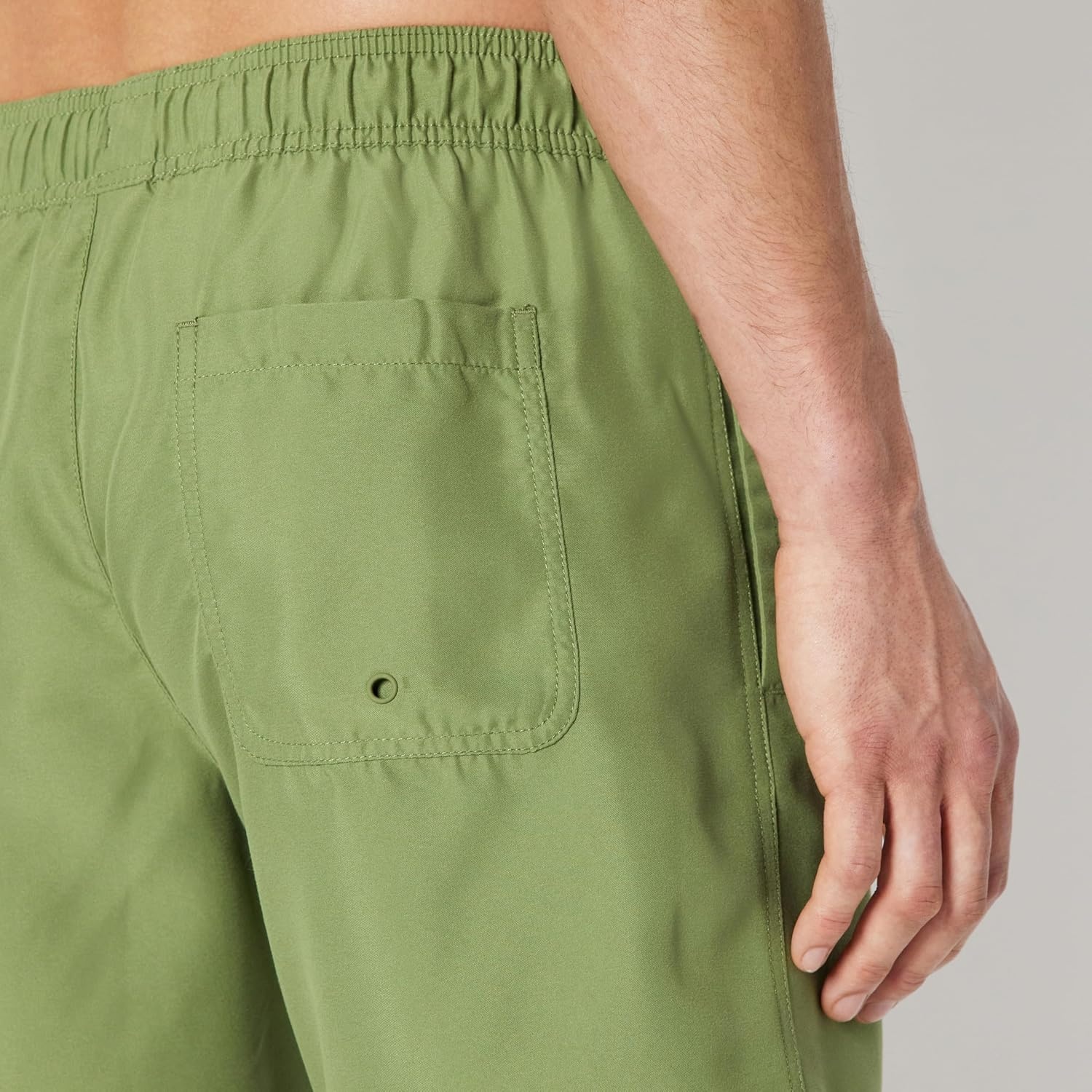 image:imageAmazon Essentials Mens Swim Trunks with Mesh Lining Pockets Drawstring ClosureOlive
