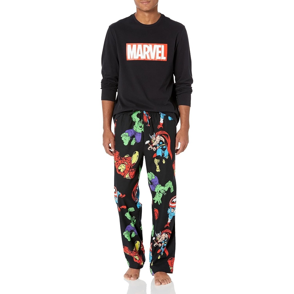 image:imageAmazon Essentials Disney Marvel Star Wars Mens Flannel Pajama Sleep SetsMarvel Avengers