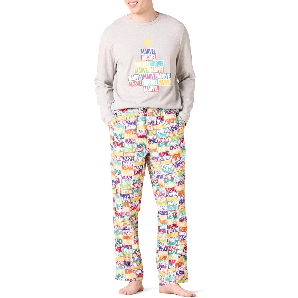 image:imageAmazon Essentials Disney Marvel Star Wars Mens Flannel Pajama Sleep SetsMarvel Holiday Bricks