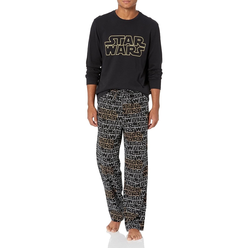 image:imageAmazon Essentials Disney Marvel Star Wars Mens Flannel Pajama Sleep SetsStar Wars Logo Mens Flannel