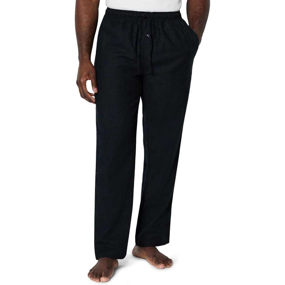 image:imageAmazon Essentials Mens 100 Cotton Flannel Sleep Pant Relaxed Fit Lounge Pants with Elastic Waist and DrawstringBlack