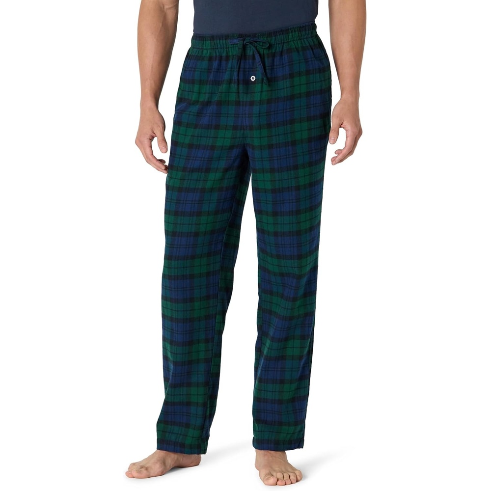 image:imageAmazon Essentials Mens 100 Cotton Flannel Sleep Pant Relaxed Fit Lounge Pants with Elastic Waist and DrawstringBlack Green Buffalo Plaid