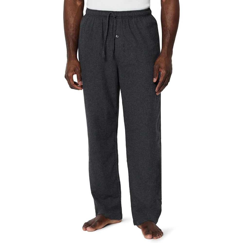 image:imageAmazon Essentials Mens 100 Cotton Flannel Sleep Pant Relaxed Fit Lounge Pants with Elastic Waist and DrawstringCharcoal Heather