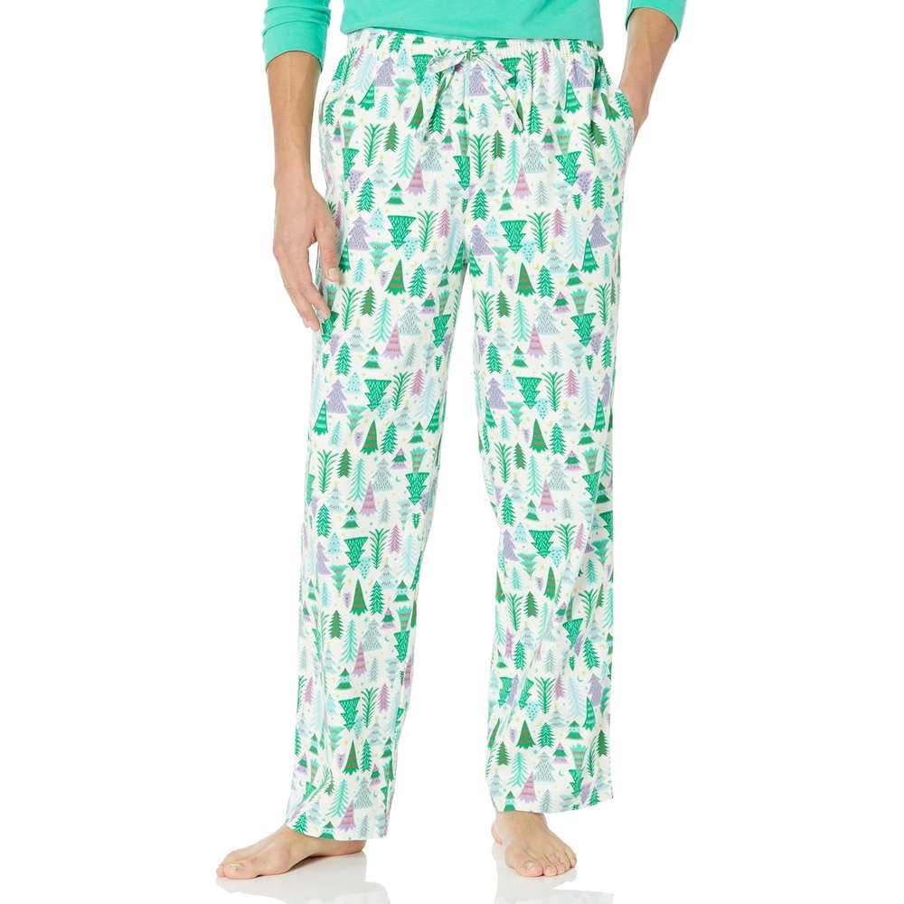 image:imageAmazon Essentials Mens 100 Cotton Flannel Sleep Pant Relaxed Fit Lounge Pants with Elastic Waist and DrawstringEcru Festive Tree