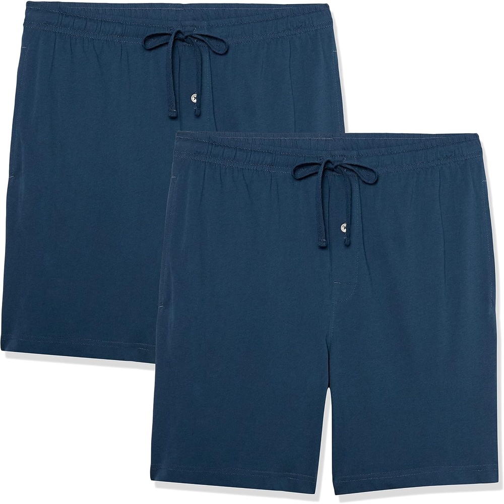 image:imageAmazon Essentials Mens 7 Cotton Knit Pajama Shorts Loungewear Pack of 2Indigo