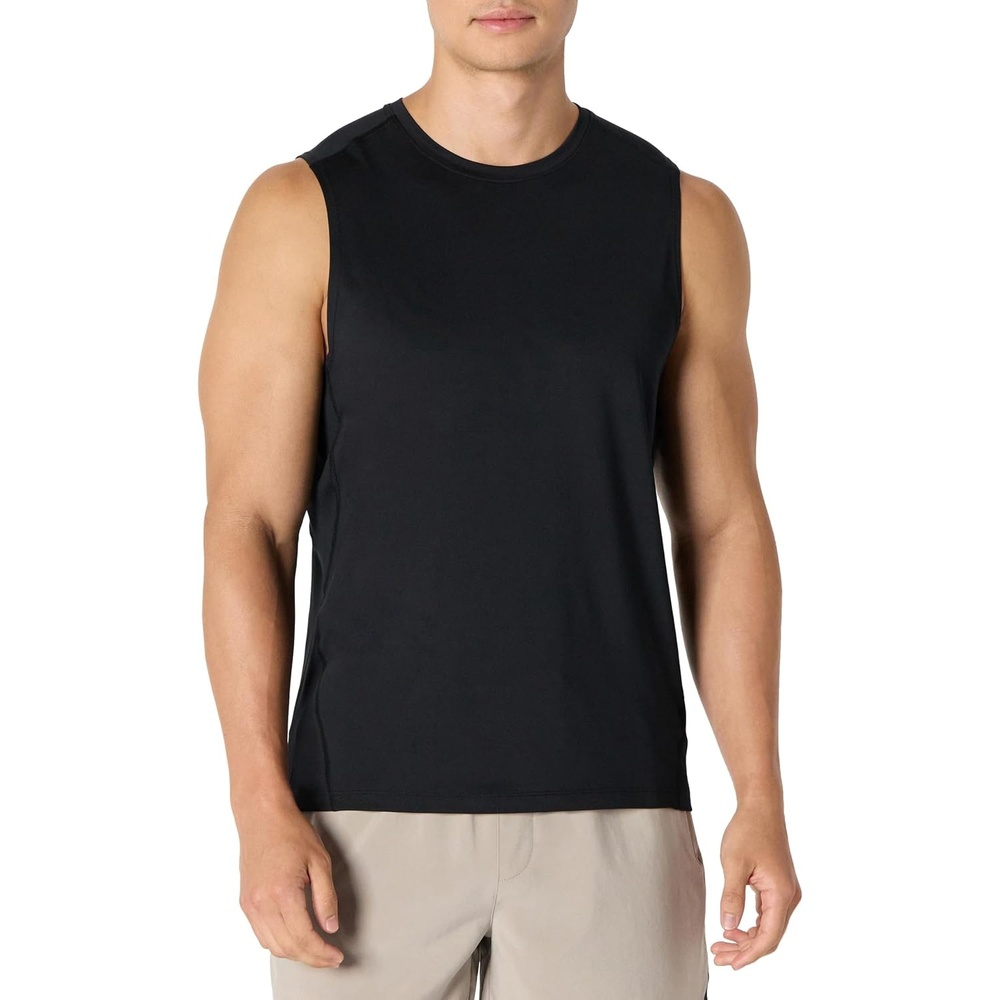 image:imageAmazon Essentials Mens Active Quick Dry MoistureWicking Tech Stretch Lightweight Sleeveless Muscle ShirtBlack