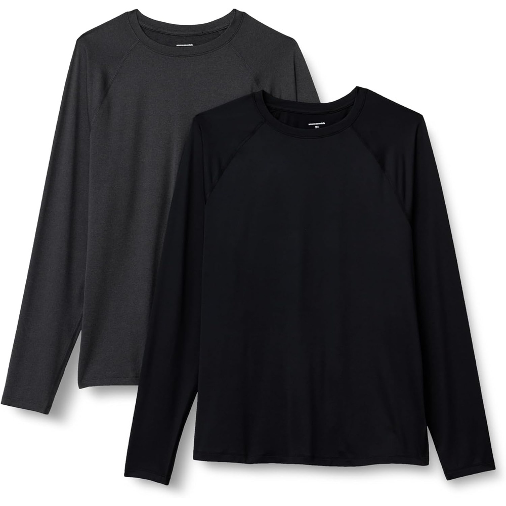 image:imageAmazon Essentials Mens Active Quick Dry Tech Stretch Lightweight LongSleeve TShirt Available in BigampTallBlack Heather Graphite