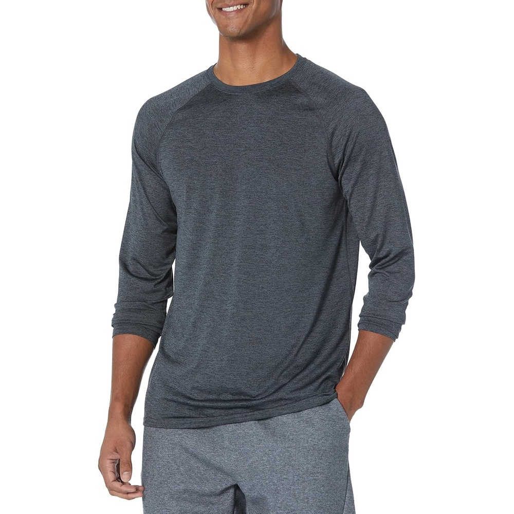 image:imageAmazon Essentials Mens Active Quick Dry Tech Stretch Lightweight LongSleeve TShirt Available in BigampTallCharcoal Space Dye