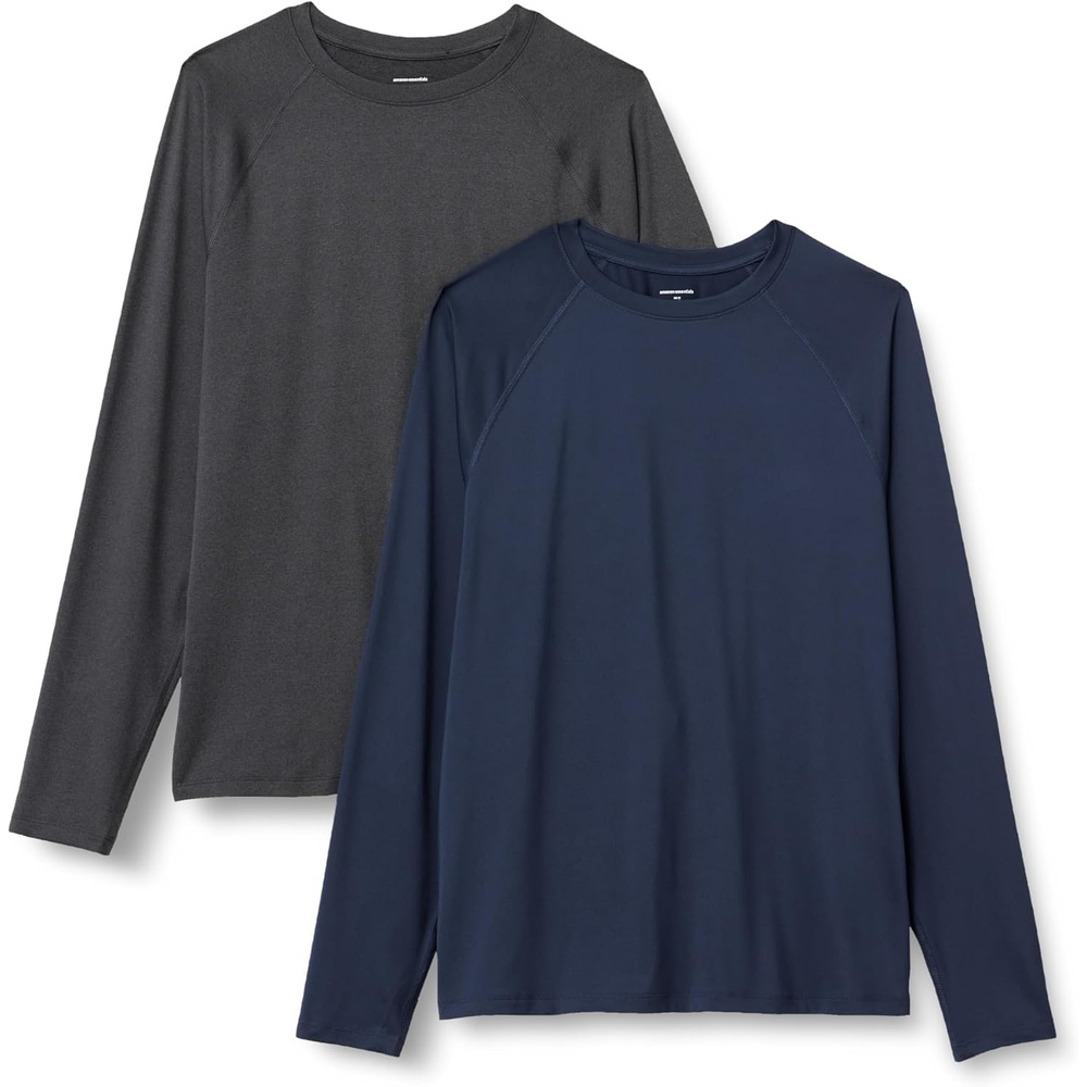 image:imageAmazon Essentials Mens Active Quick Dry Tech Stretch Lightweight LongSleeve TShirt Available in BigampTallNavy Heather Graphite