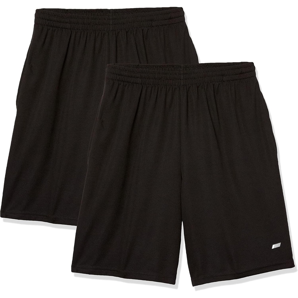 image:imageAmazon Essentials Mens Athletic Basketball Gym Shorts Breathable Moisture Wicking LooseFit Performance Tech Pack of 2Black