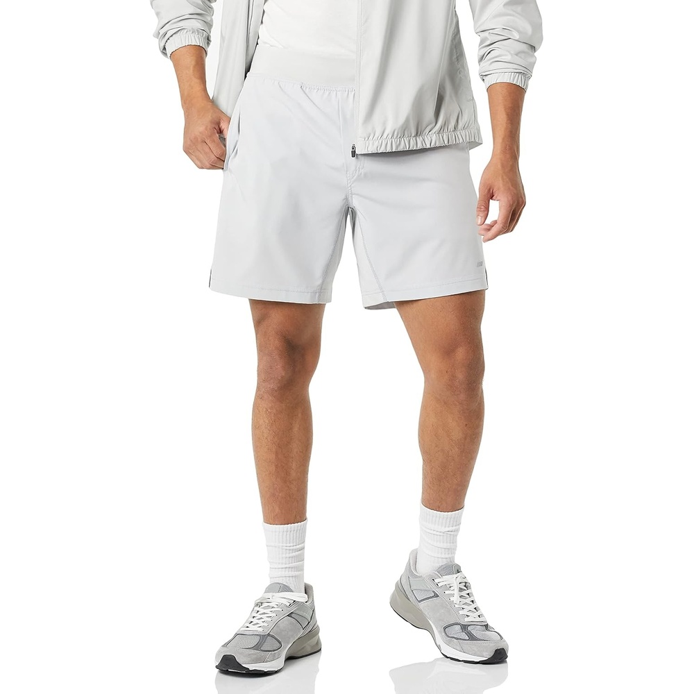 image:imageAmazon Essentials Mens Athletic Running Training Shorts Performance Stretch Woven Workout Shorts 7Light Grey