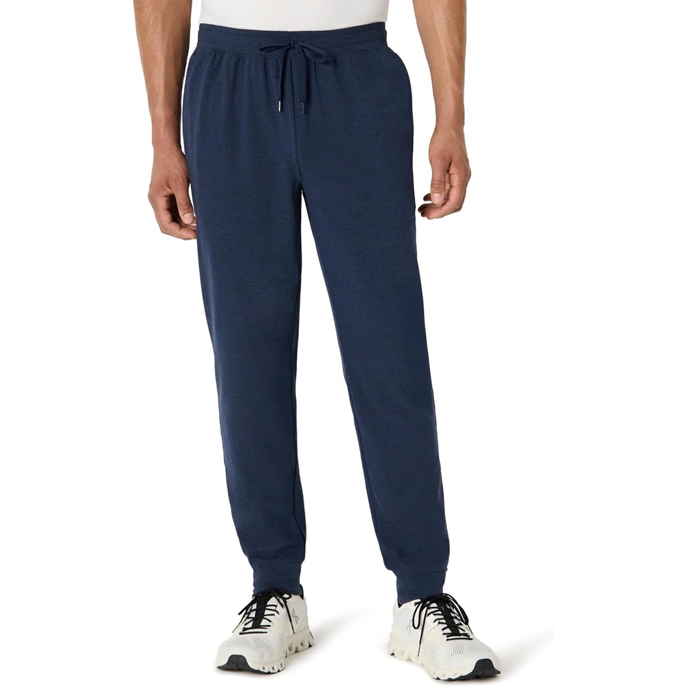 image:imageAmazon Essentials Mens Athletic Soft Performance Lightweight Gym Workout Tapered Track Jogger SweatpantsSpace Dye Navy