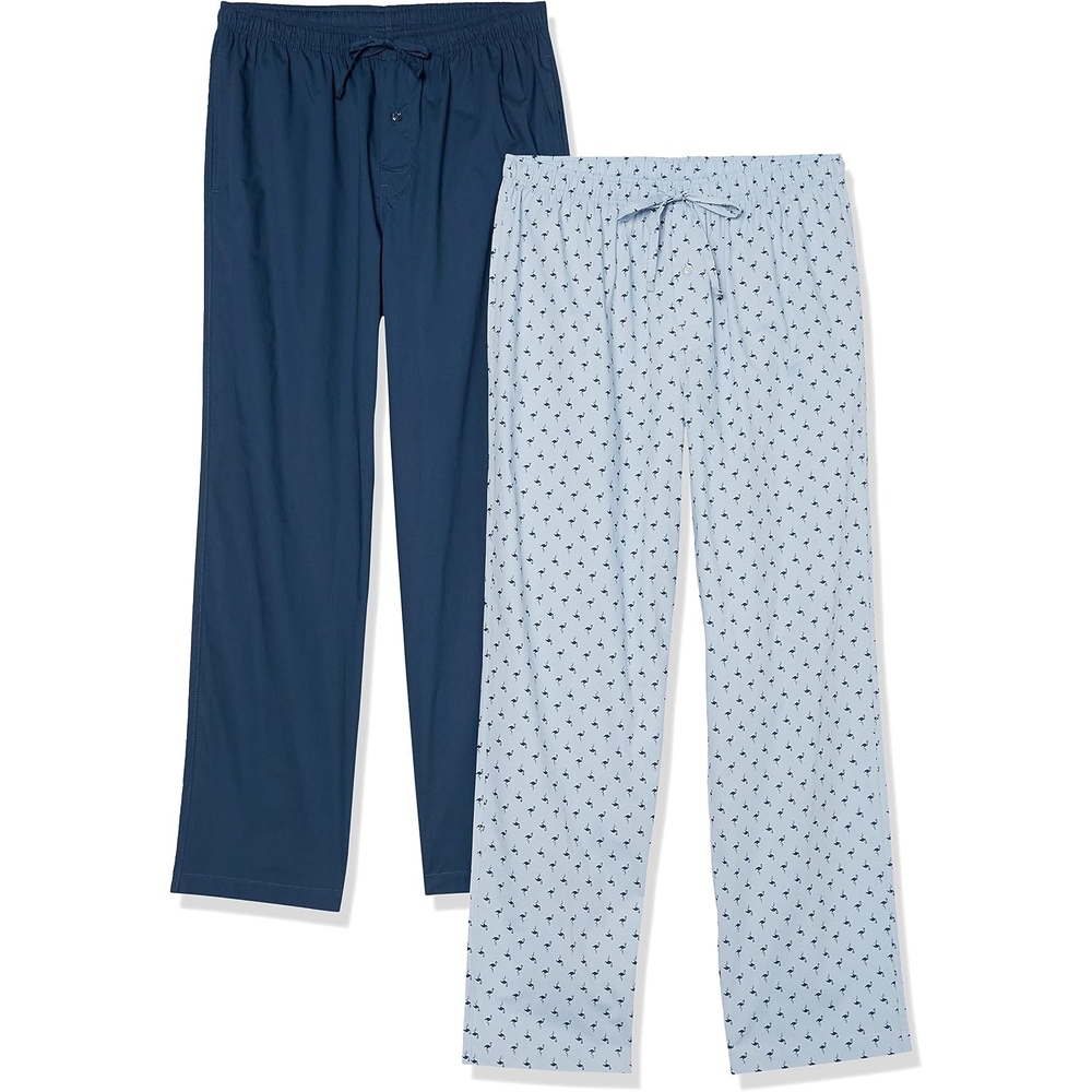 image:imageAmazon Essentials Mens Cotton Stretch Poplin FullLength Pajama BottomsIce Blue FlamingoIndigo