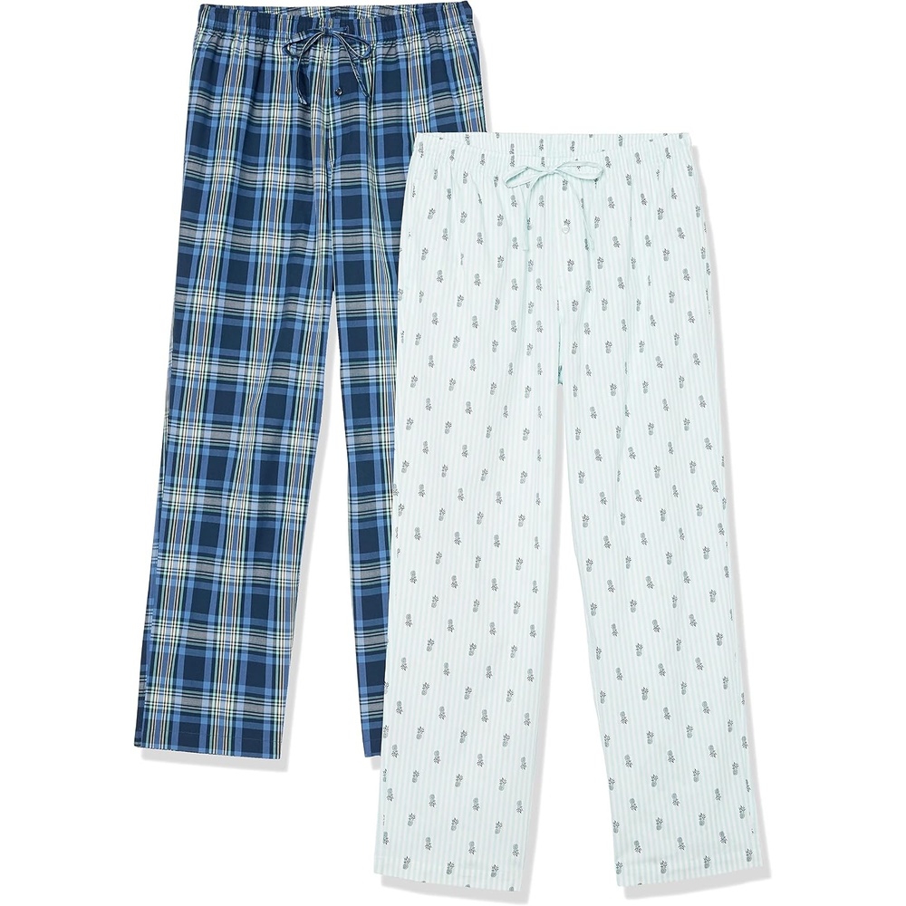 image:imageAmazon Essentials Mens Cotton Stretch Poplin FullLength Pajama BottomsNavy Plaid