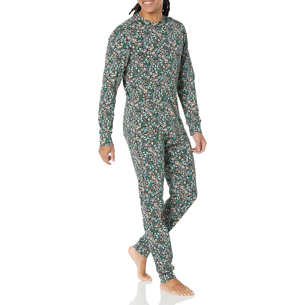 image:imageAmazon Essentials Mens Knit Pajama SetBlack Folkloric