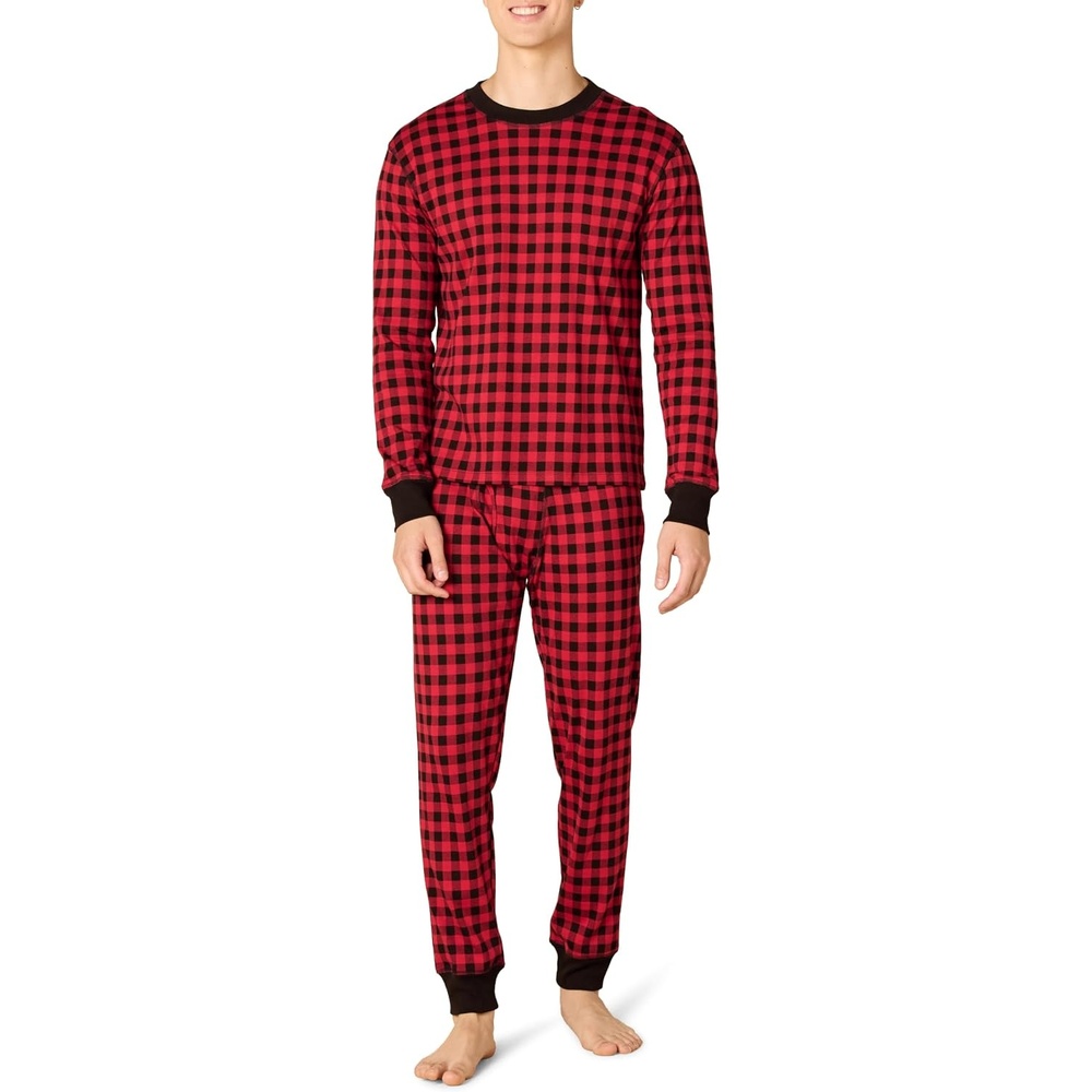 image:imageAmazon Essentials Mens Knit Pajama SetClassic Buffalo Check