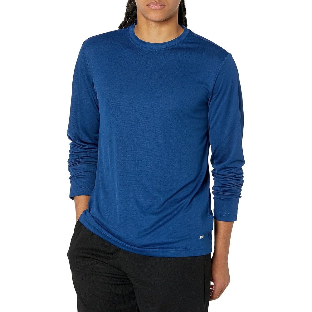 image:imageAmazon Essentials Mens Long Sleeve Moisture Wicking Performance Tech Workout Crew Neck TShirtNavy
