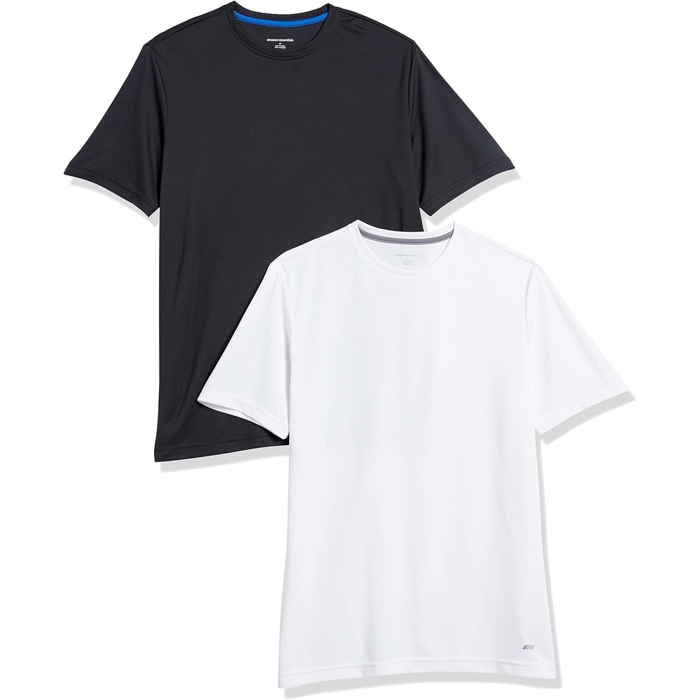 image:imageAmazon Essentials Mens Moisture Wicking Breathable Active Performance Tech Gym TShirtsBlackWhite