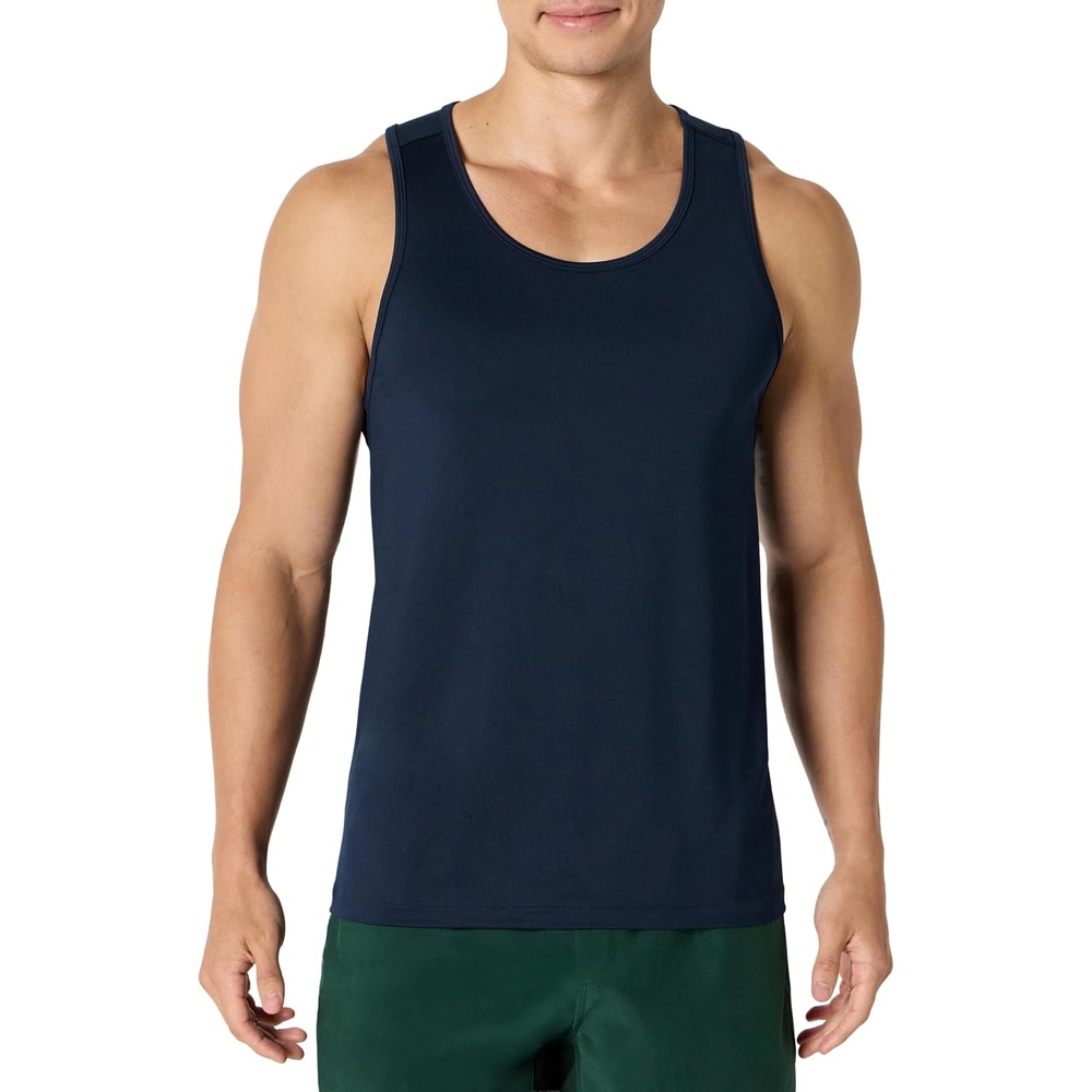 image:imageAmazon Essentials Mens Quick Dry Tech Stretch Active Sleeveless Gym Tank Top Workout ShirtNavy