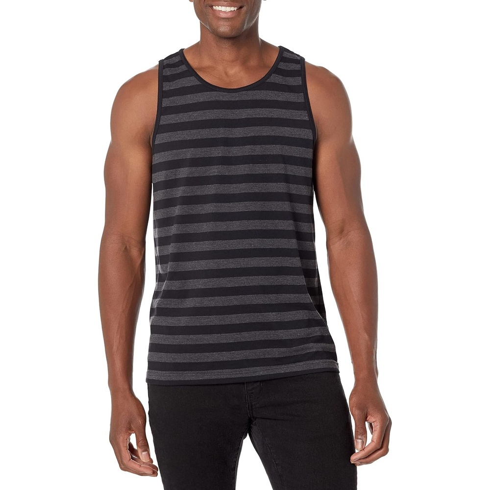 image:imageAmazon Essentials Mens RegularFit Sleeveless Tank TopsBlackCharcoal Heather