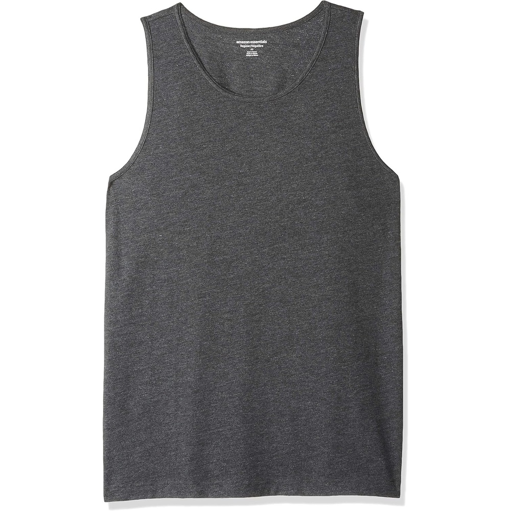image:imageAmazon Essentials Mens RegularFit Sleeveless Tank TopsCharcoal Heather