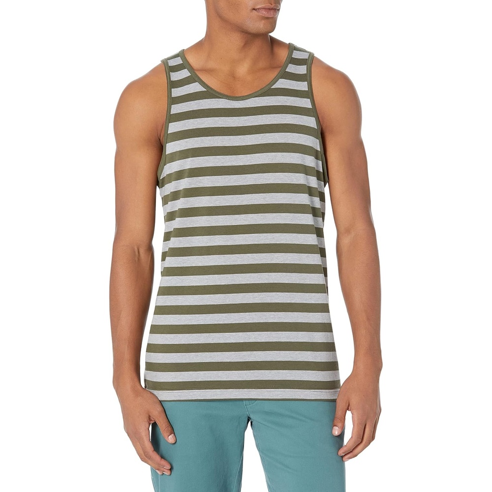 image:imageAmazon Essentials Mens RegularFit Sleeveless Tank TopsDark GreenLight Grey Heather