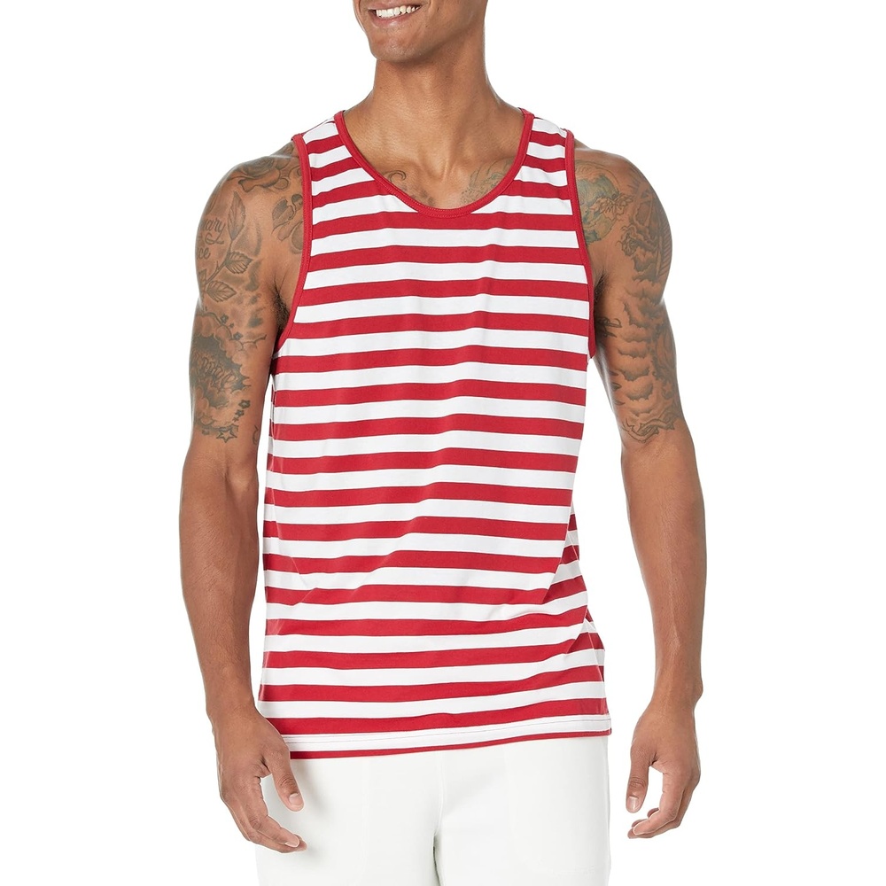 image:imageAmazon Essentials Mens RegularFit Sleeveless Tank TopsRedWhite