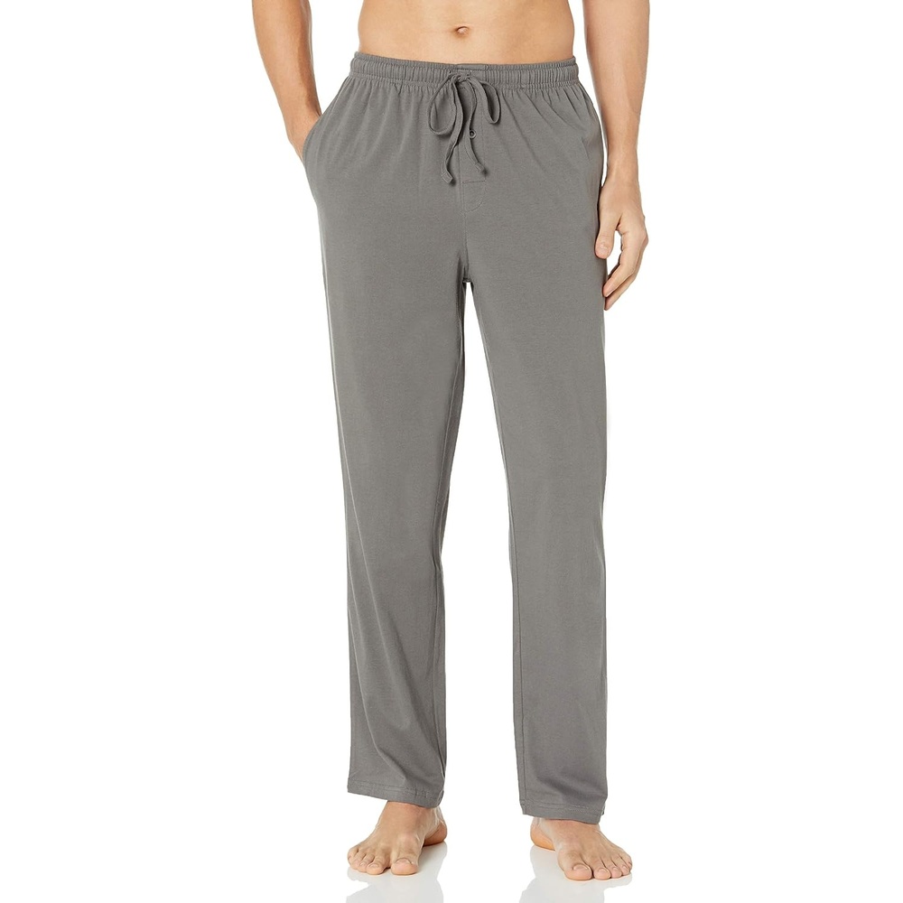 image:imageAmazon Essentials Mens RelaxedFit Lightweight Cotton Knit Lounge Pajama PantsGrey