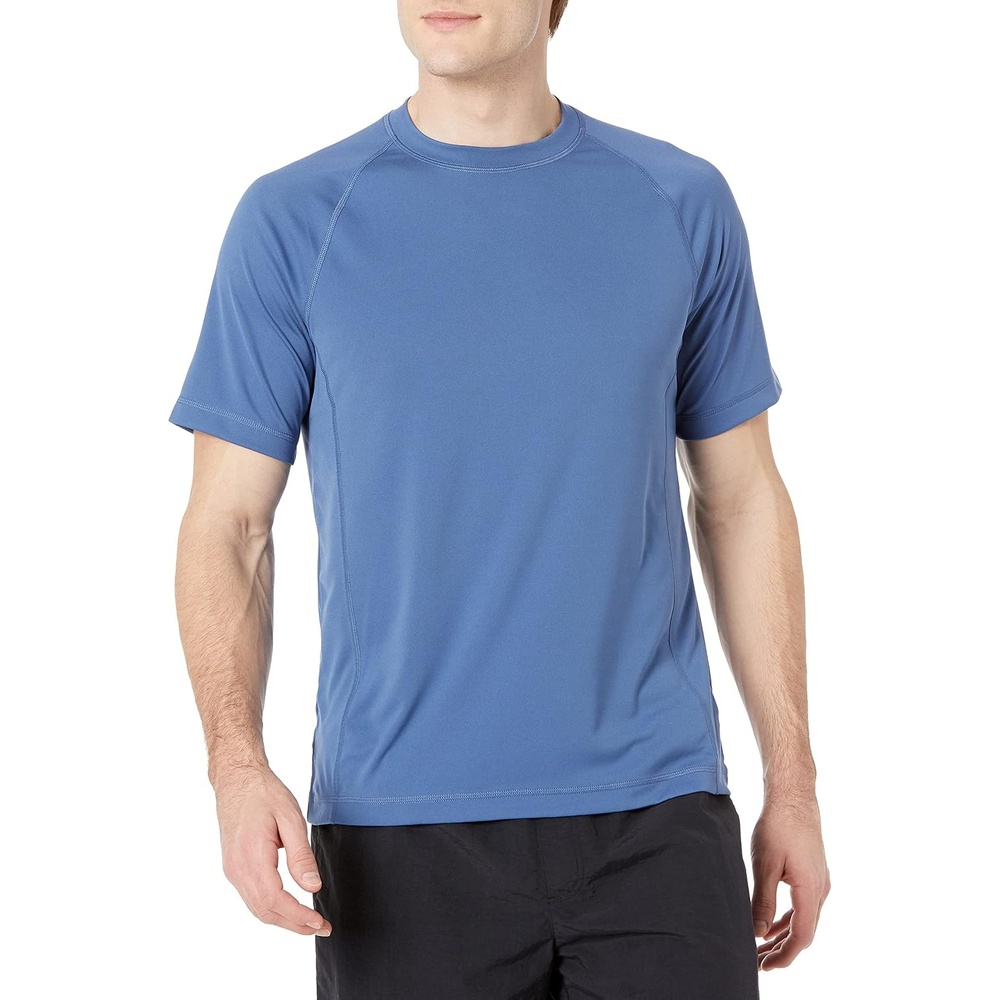 image:imageAmazon Essentials Mens SlimFit ShortSleeve QuickDry UPF 50 Swim Tee Breathable Stretchable Fabric Raglan SeamsBlue