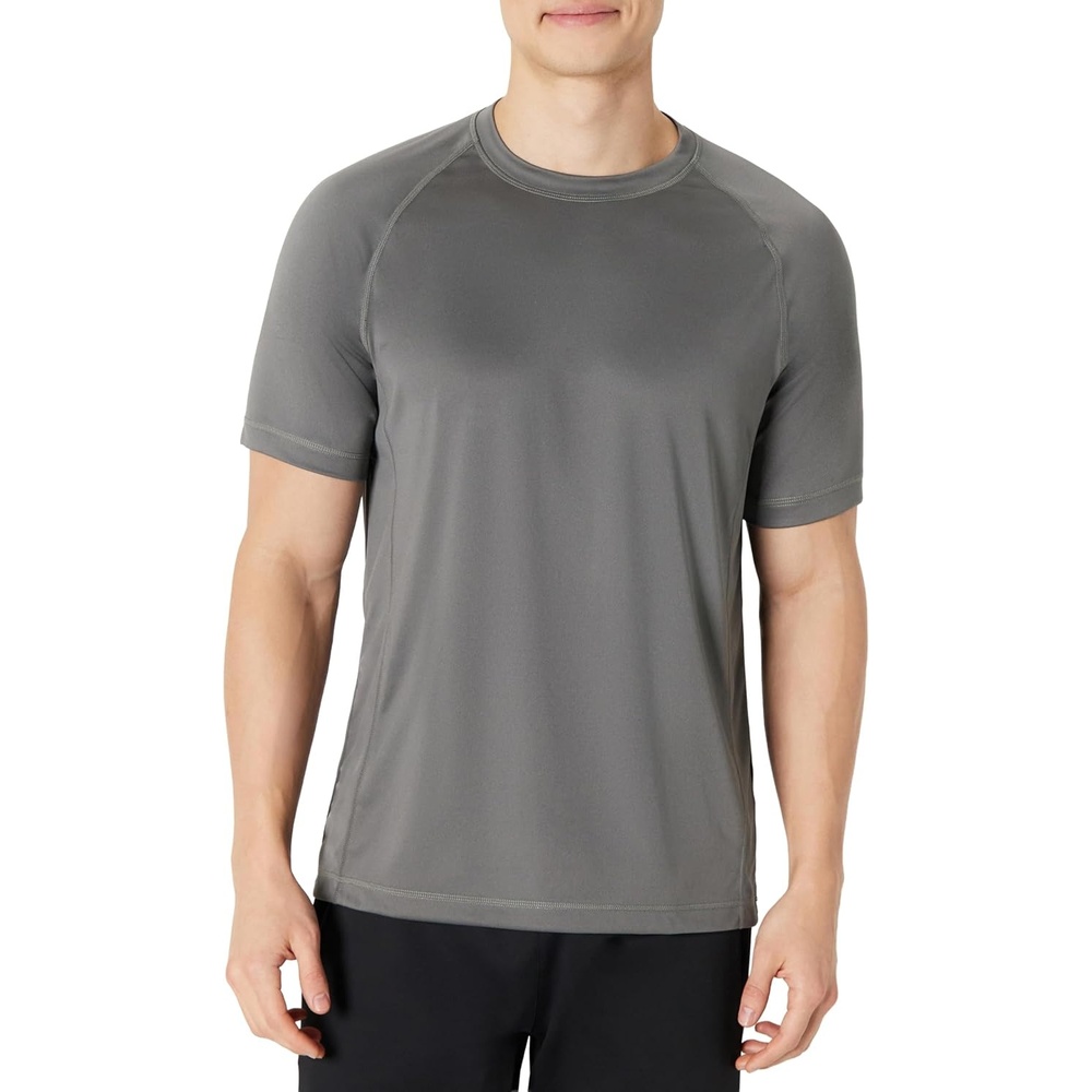 image:imageAmazon Essentials Mens SlimFit ShortSleeve QuickDry UPF 50 Swim Tee Breathable Stretchable Fabric Raglan SeamsCharcoal