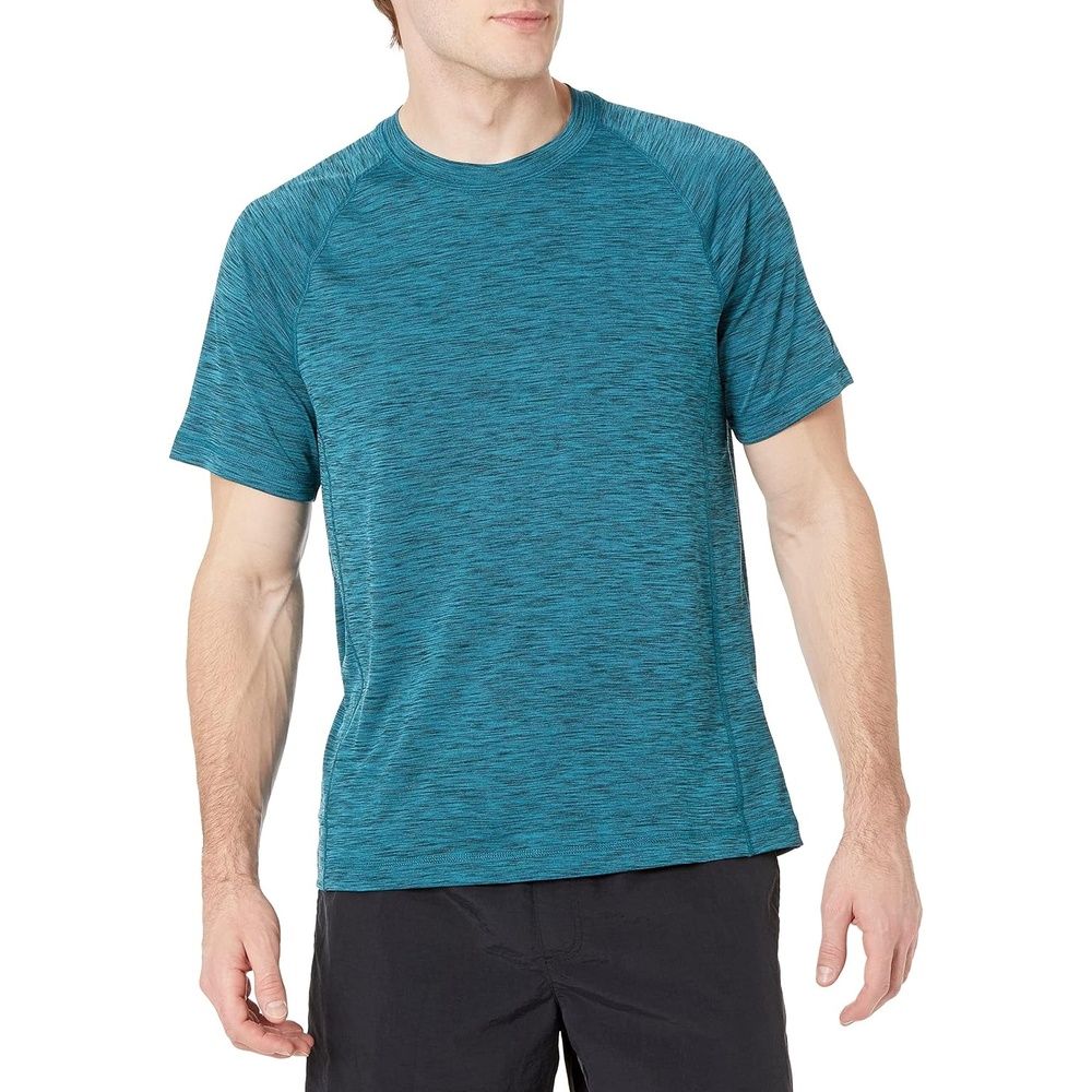 image:imageAmazon Essentials Mens SlimFit ShortSleeve QuickDry UPF 50 Swim Tee Breathable Stretchable Fabric Raglan SeamsTeal Heather