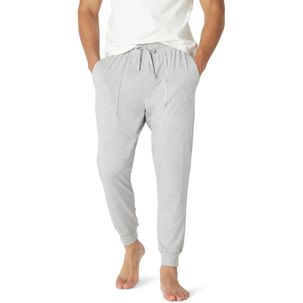 image:imageAmazon Essentials Mens Soft Lightweight Knit Cotton Blend Jogger Pajama PantsMedium Grey Heather