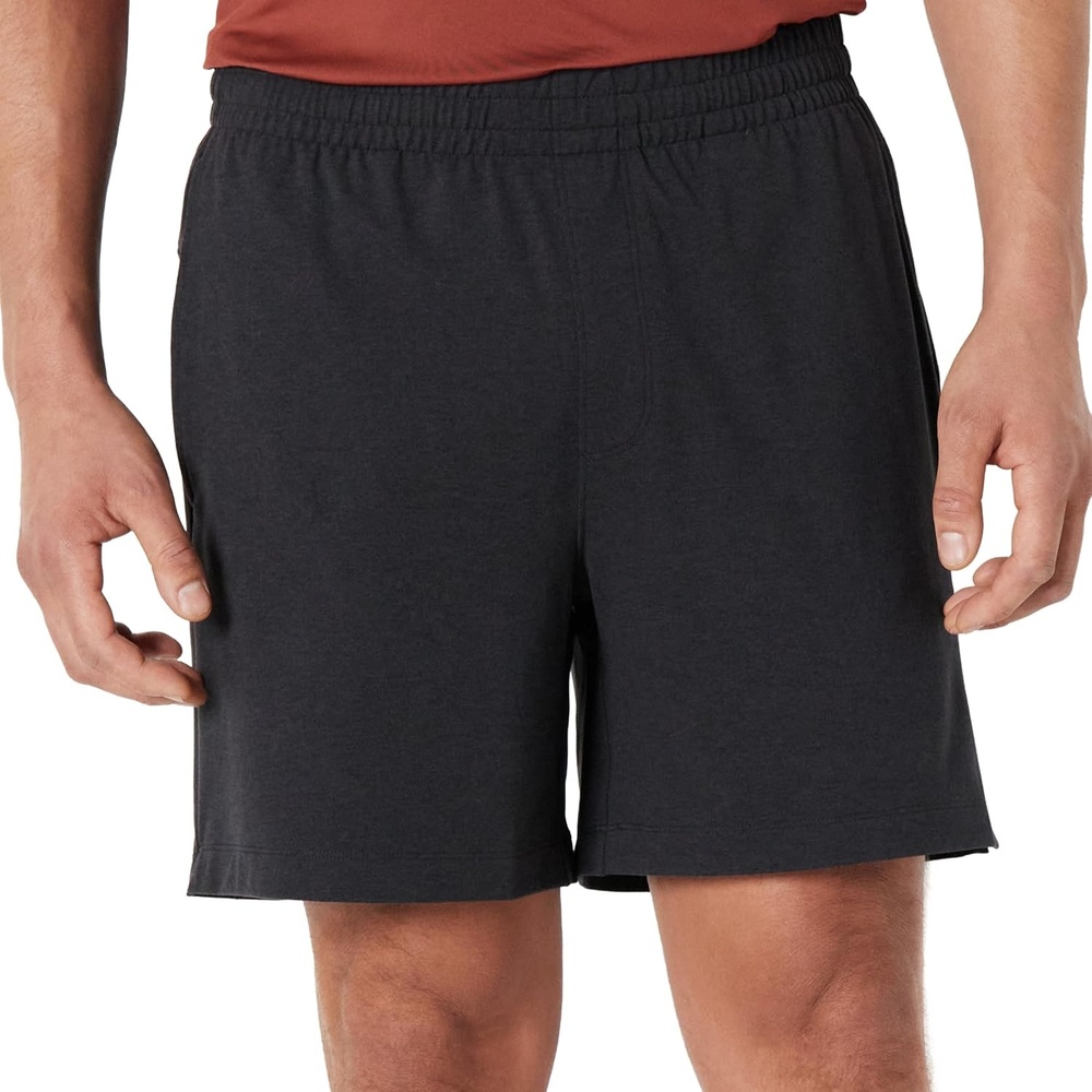 image:imageAmazon Essentials Mens Supersoft Performance 6 RelaxedFit Athletic ShortsSpace Dye Black