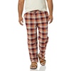 Amazon Essentials Men’s 100% Cotton Flannel Sleep Pant, Relaxed Fit Lounge Pants with Elastic Waist and Drawstring(Burgundy Orange White Plaid)