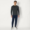 Amazon Essentials Men’s Active Quick Dry Tech Stretch Lightweight Long-Sleeve T-Shirt (Available in Big&Tall)(Navy / Heather Graphite)