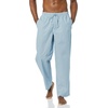 Amazon Essentials Men’s Cotton Poplin Straight-Fit Pajama Pants with Pockets, Elastic Waist, Drawstring(Blue Geo Print)