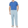 Amazon Essentials Men’s Cotton Poplin Straight-Fit Pajama Pants with Pockets, Elastic Waist, Drawstring(Blue Geo Print)