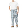 Amazon Essentials Men’s Cotton Poplin Straight-Fit Pajama Pants with Pockets, Elastic Waist, Drawstring(Blue Light Orange Madras Plaid)