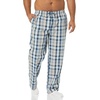 Amazon Essentials Men’s Cotton Stretch Poplin Full-Length Pajama Bottoms(Dusty Blue/Navy Plaid)
